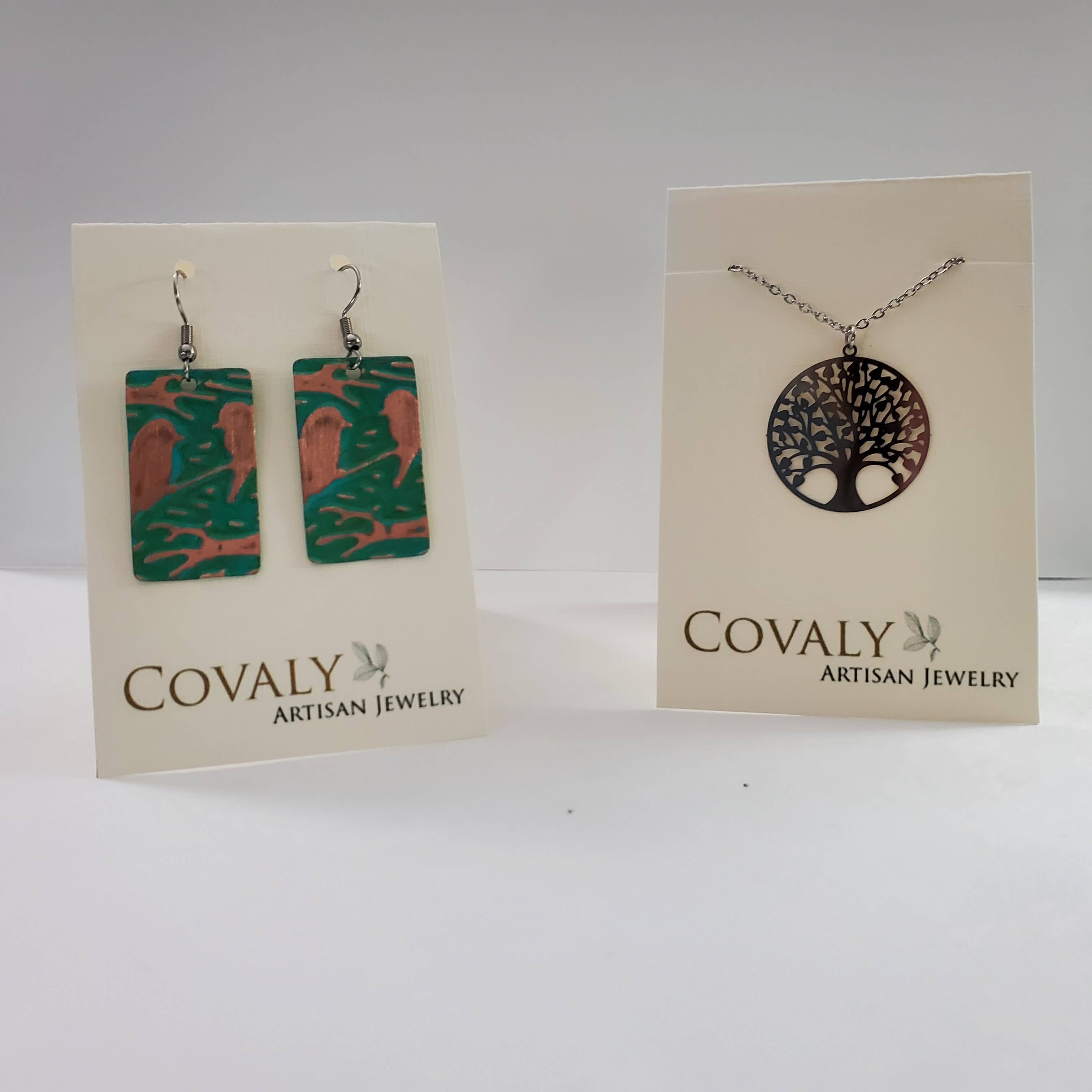 Covaly Artisan Jewelry - Wholesale Dangle Earrings - Flame Paint Small Trapezoid Copper Earrings1