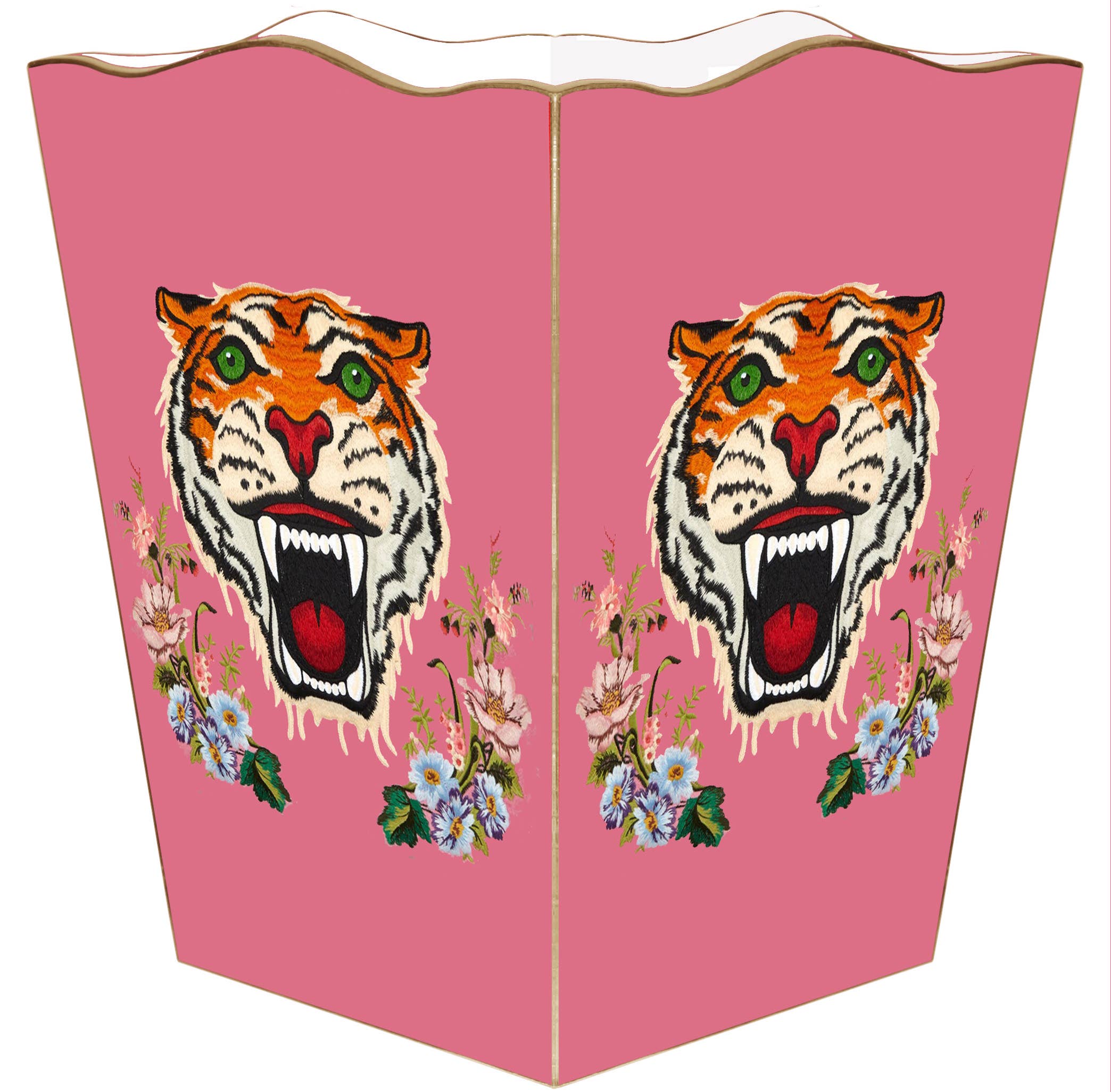 Marye-Kelley - Wholesale Prullenbak/vuilnisbak - Tijger op roze en blauwe prullenmand0