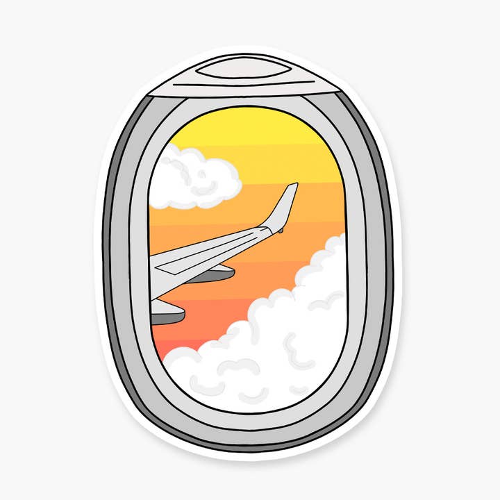 Airplane Window Sunset Sky - Travel Sticker for wholesale by Footnotes