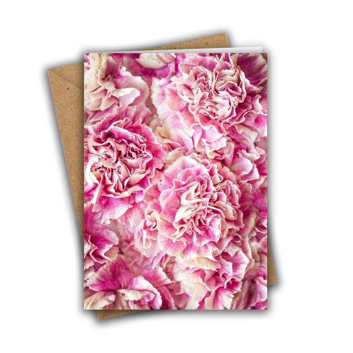 Pink & Cream Carnations Greeting Card for wholesale by Marina Walker