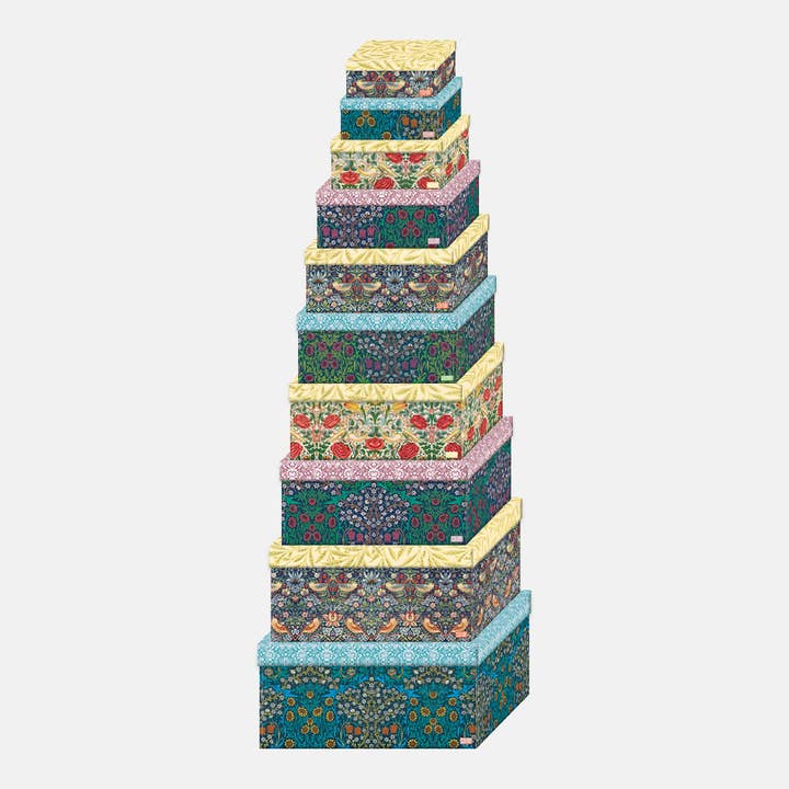 The Gifted Stationery Company - Wholesale Gift Box - Nested Gift Box Set (10pcs) - William Morris - Blackthorn1