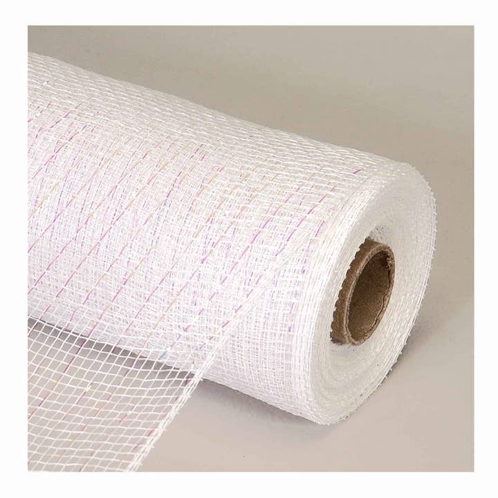 Decorative Mesh Roll 10" x 10yd - White/Iridescent for wholesale by Portofino International Trading, USA