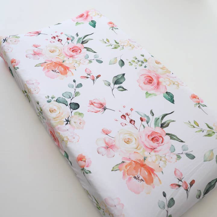 Honey Lemonade - Wholesale Changing Mat/Pad Cover - Baby - Changing Pad Cover - Peach Floral
