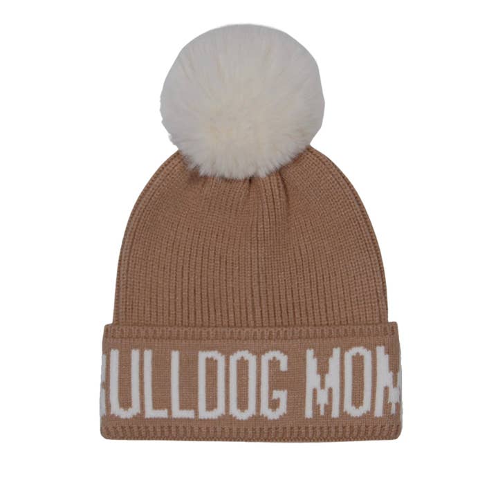 HatPhile Bulldog Mom PomPom Knit Beanie – Cozy Toque Stocking for Bulldog Lovers for wholesale by HATPHILE