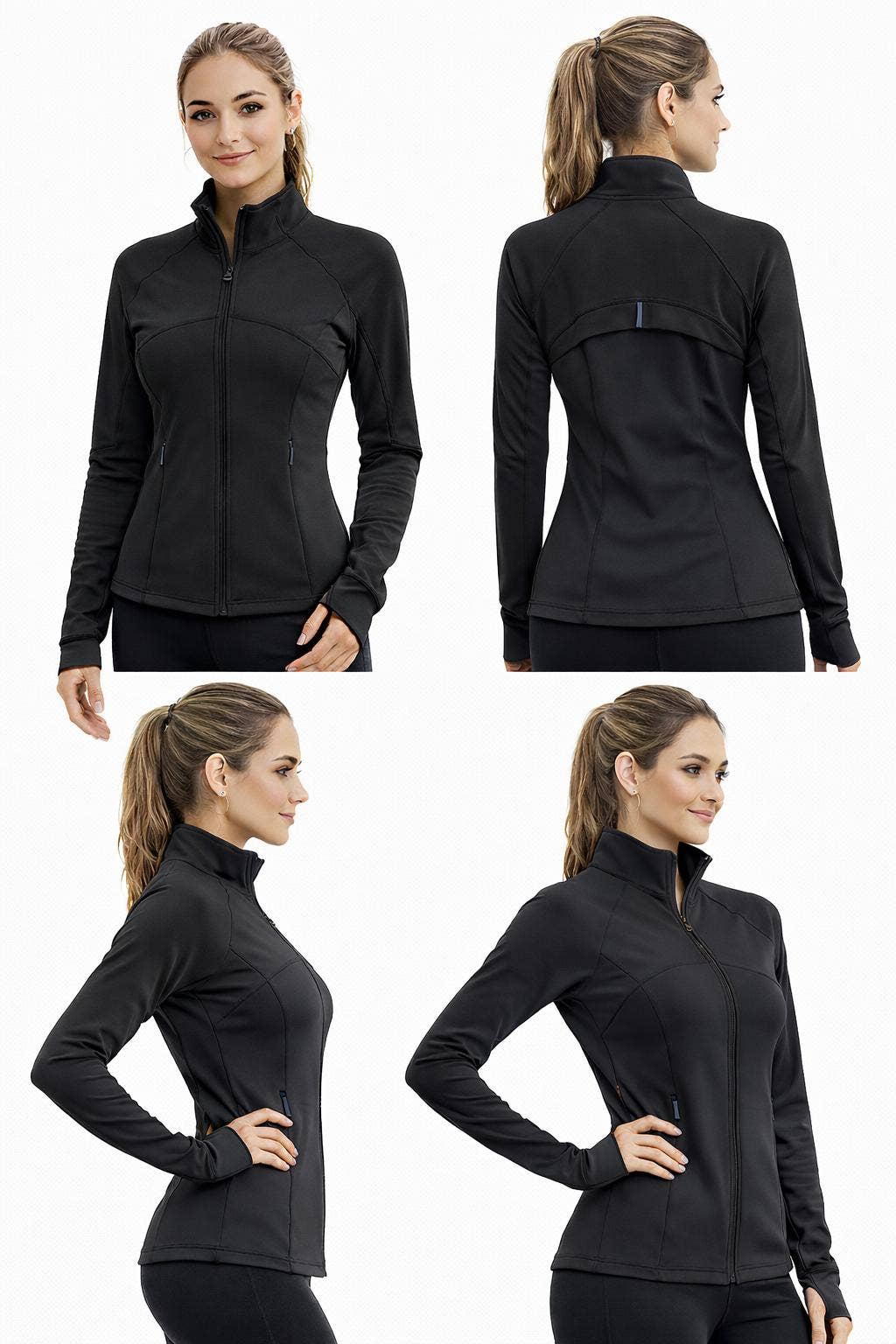 Color 5 - Wholesale Athletic Jacket - Women's - Premium solid color active wear  define jacket with pockets1