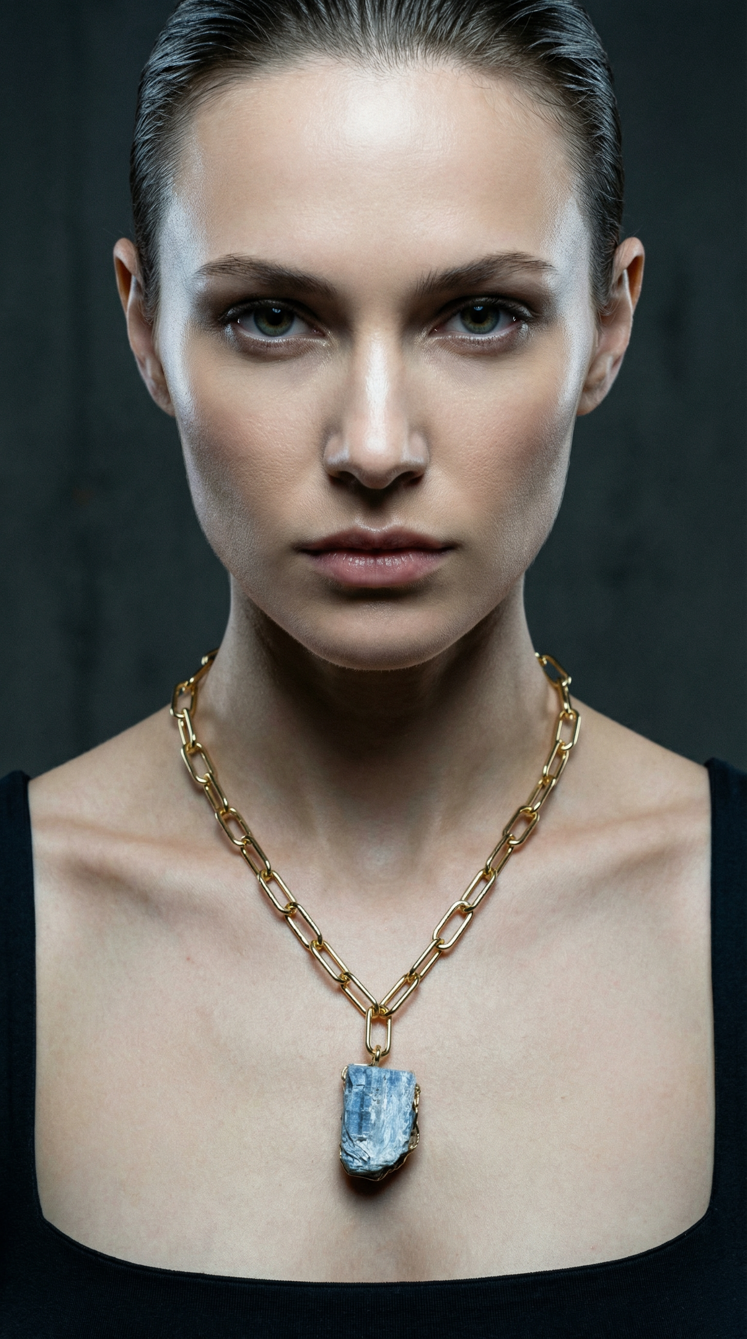 PHOEBE´S - Wholesale Pendant/Charm Necklace - Blue Kyanite Necklace on Gold Chain1