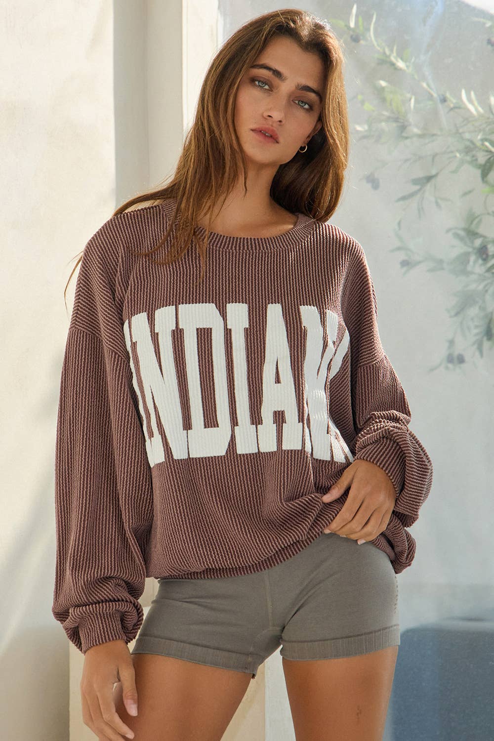 BUCKETLIST INC - Wholesale Graphic Sweatshirt - Women's - T1770I -'INDIANA' Comfy Oversize Graphic Sweatshirt, Gameday36