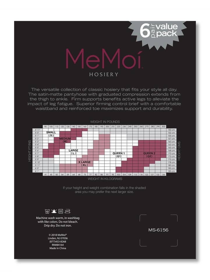 Honey MeMoi Light Support Pantyhose 6 Pack for wholesale on Faire