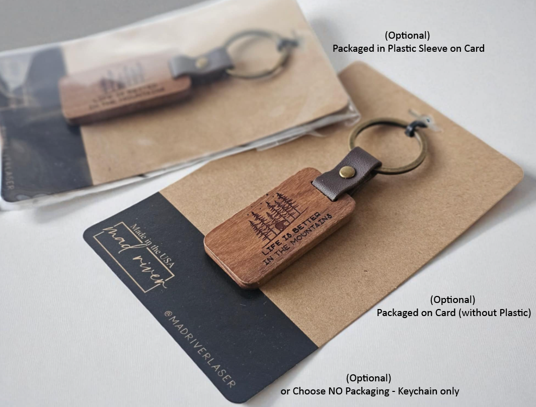 Mad River – wholesale Keychain – Unisex – Custom Wood and Leather Keychain - customizable2