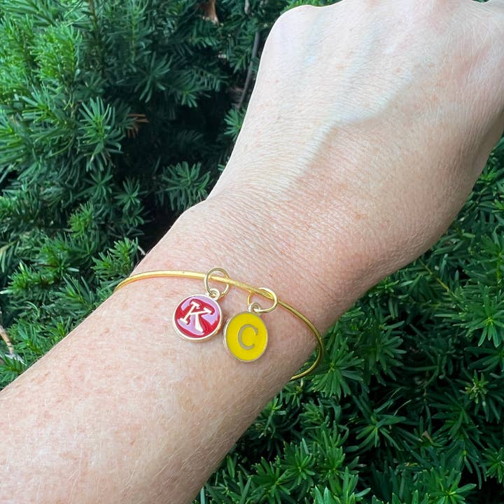 Baubles by B - Wholesale Charm/Dangle Bracelet - Red Yellow KC Kansas City Chiefs Charm Bangle Bracelet