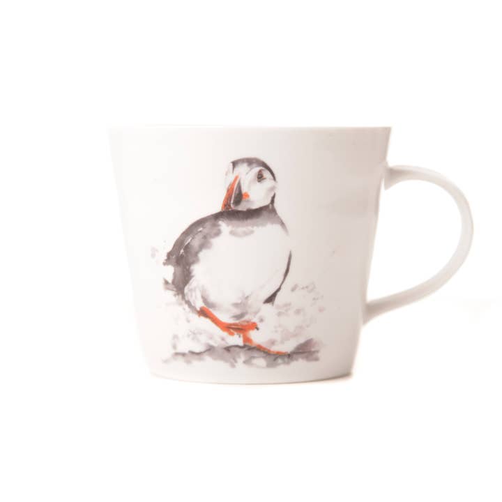 Meg Hawkins Art - Wholesale Coffee Mug - 'The Coast' Puffin Design Bone China Mug