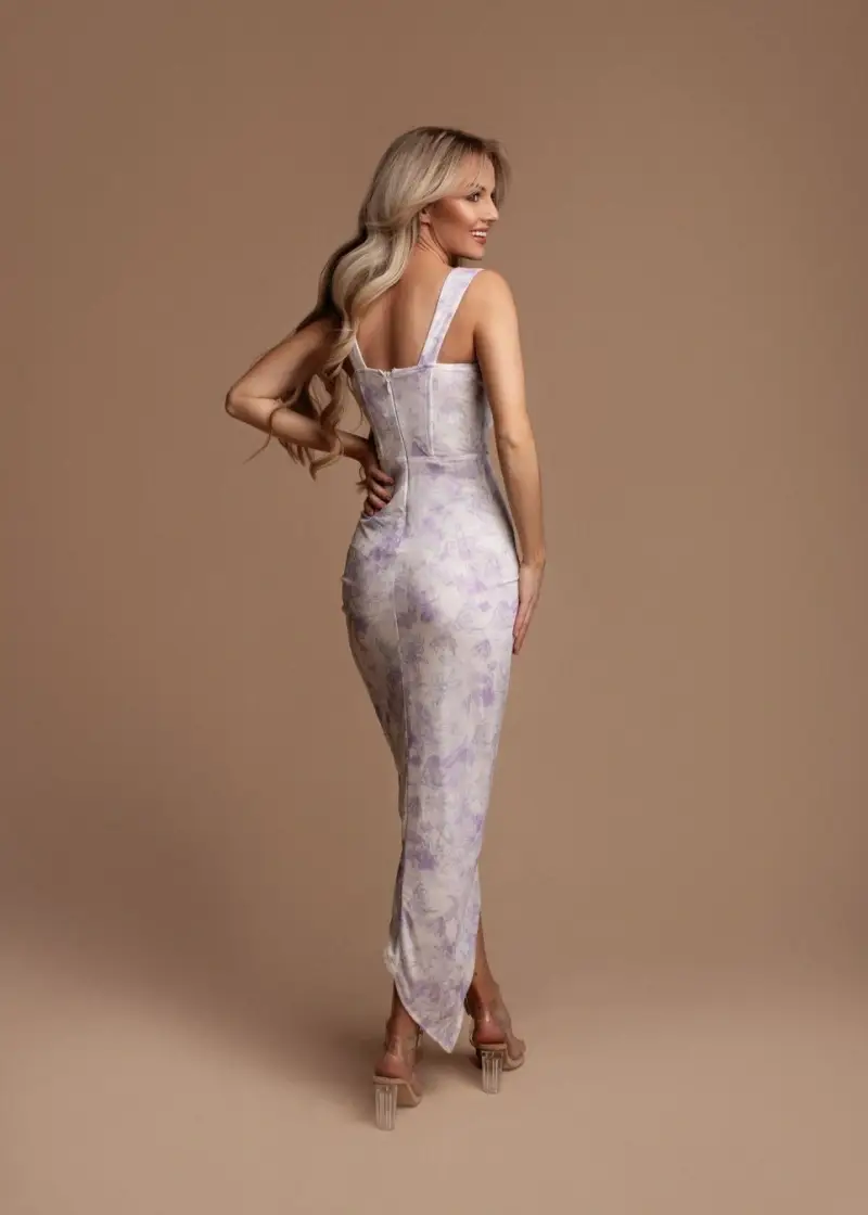 Eva & Lola - Epsilonn - Wholesale Dress - Women's - HM2441 - Long floral print slit dress5