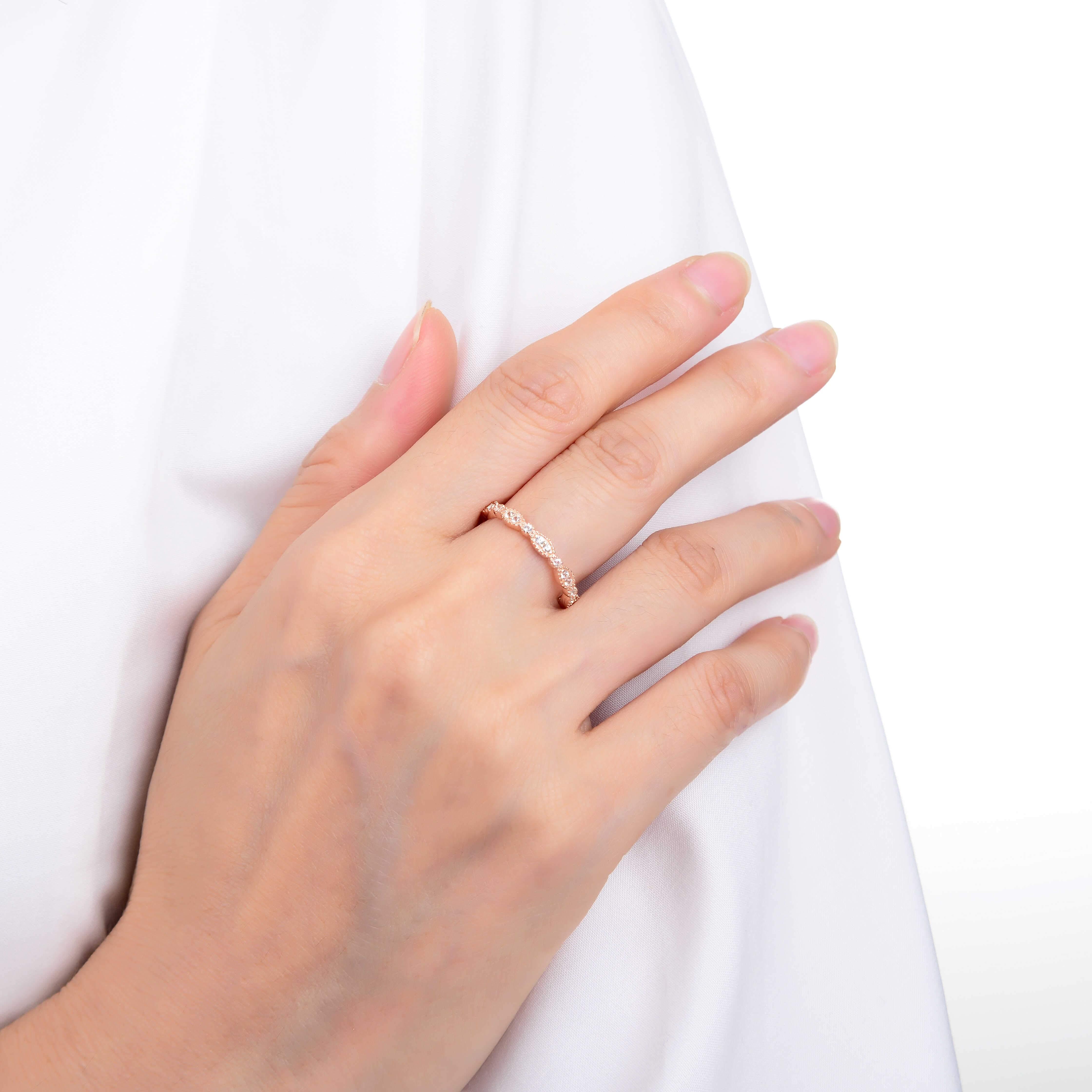 FCJ Jewelry LLC - Wholesale Band/Stacked Ring - Rose Gold in Silver Natural White Sapphire Eternity Ring2