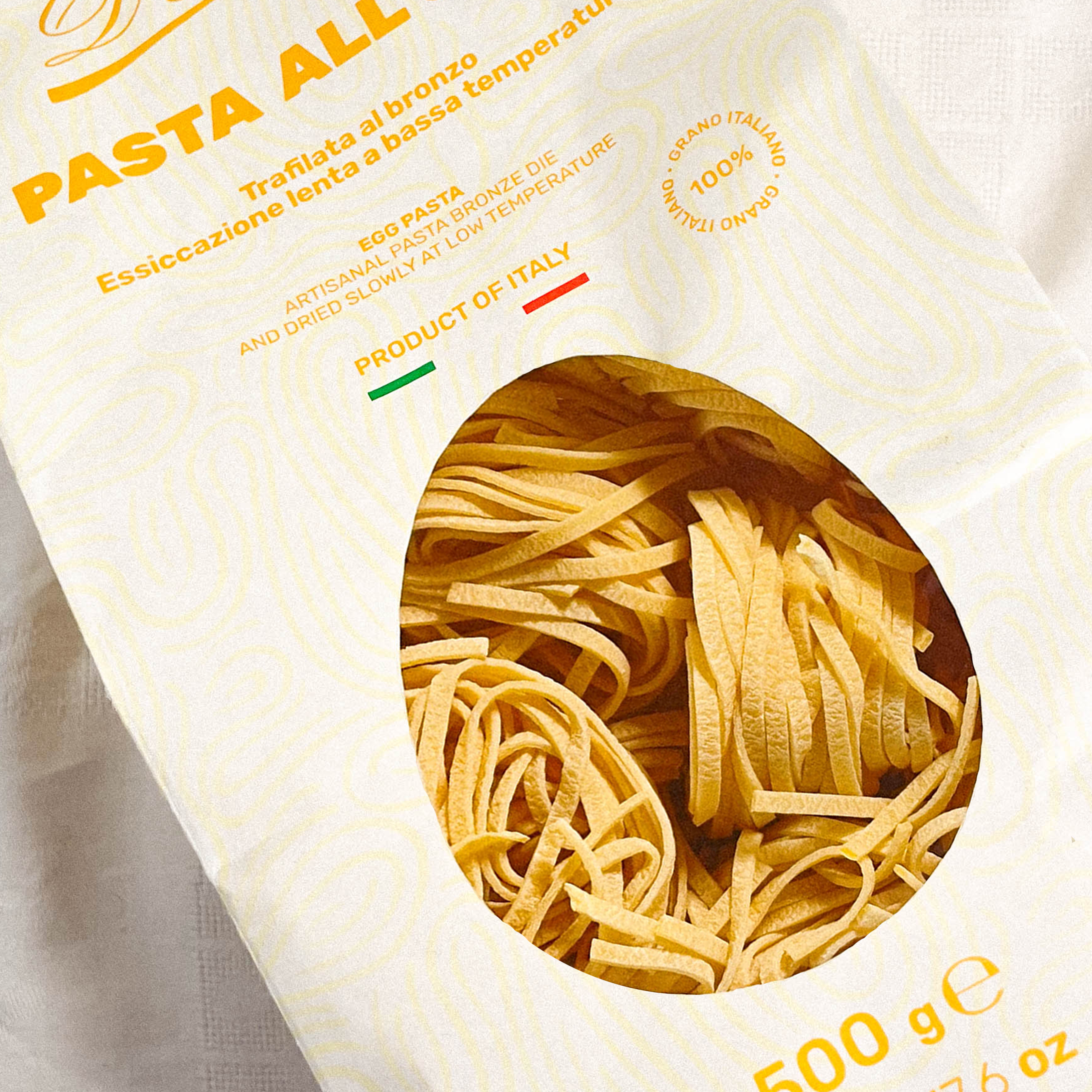 OLIO DI SERRA – Massa por atacado – *Tagliatelle all uovo* - Tagliatelle com ovos (500g)3