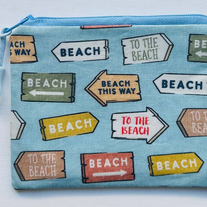 Beach Combing Beach Signs fabric coin purse pouch for wholesale by Jewells