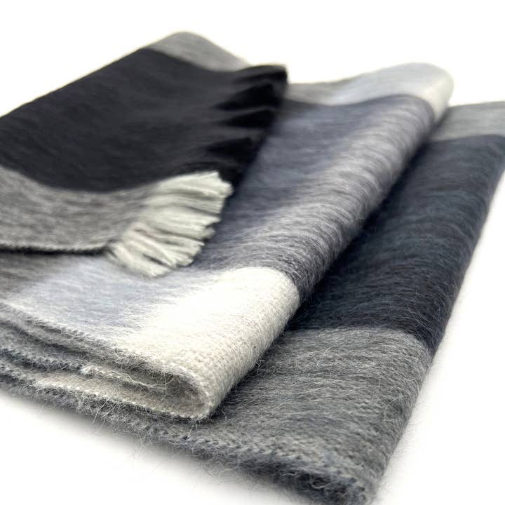 Shupaca Alpaca - Wholesale Scarf - Unisex - NEW! Alpaca Plaid Scarf - Steel