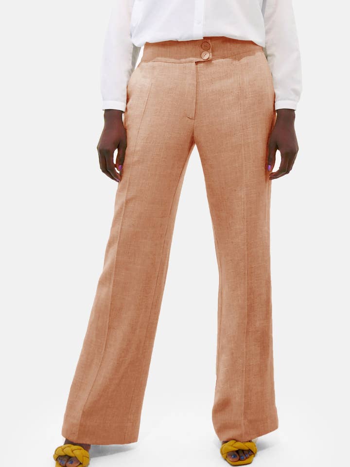 Marlene organic linen pants for wholesale by Aline CELI