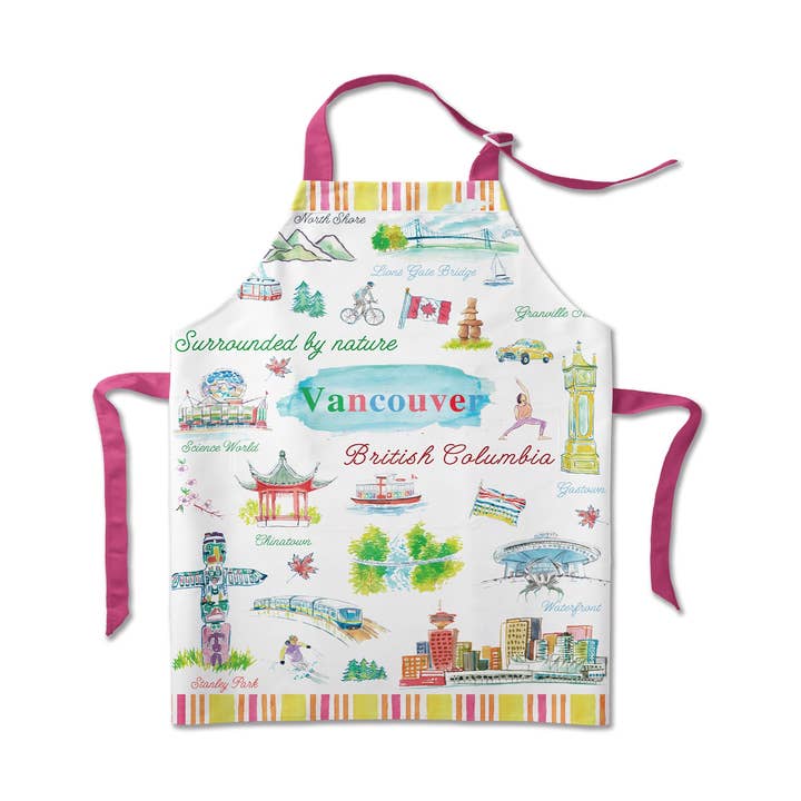Vancouver Versatile Apron – Illustrated City Landmarks Kitchen and Cooking Wear for wholesale by Northern Icons Canada