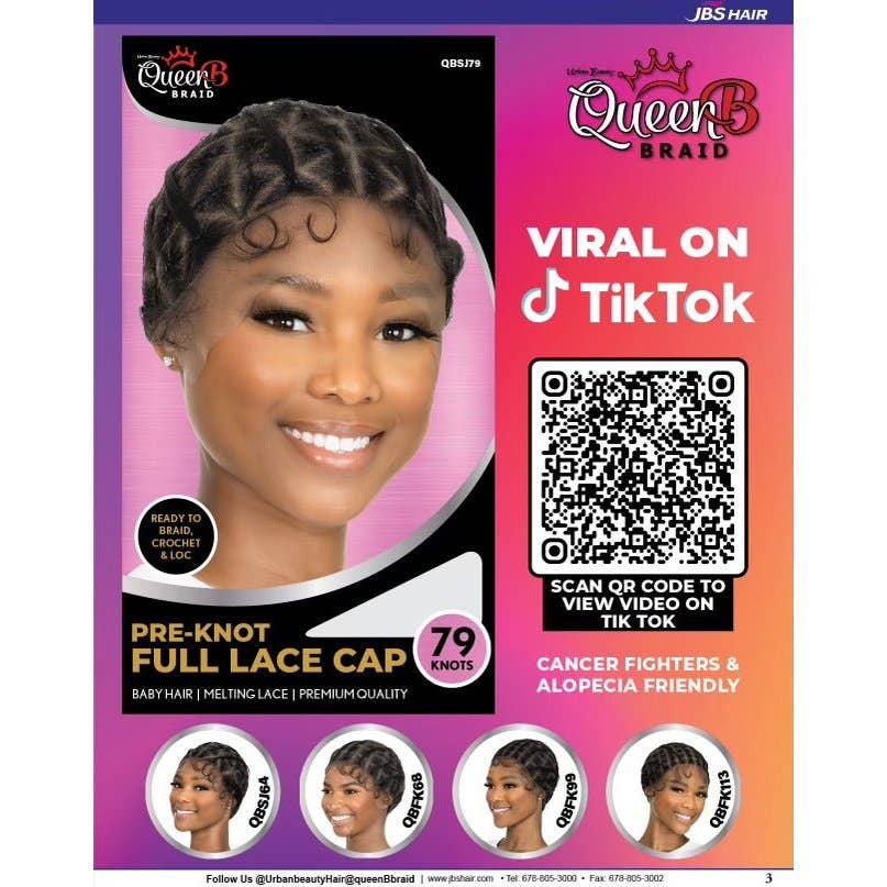 II Sisters Beauty Supply - Wholesale Wig/Hair Piece - Queen B Pre-Knot Full Lace Cap - 79 Knots1