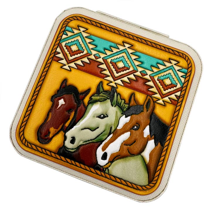 Lunar Deer – Organizador/caixa de joias por atacado – Caixa de Jóias Aztec Horses Southwestern