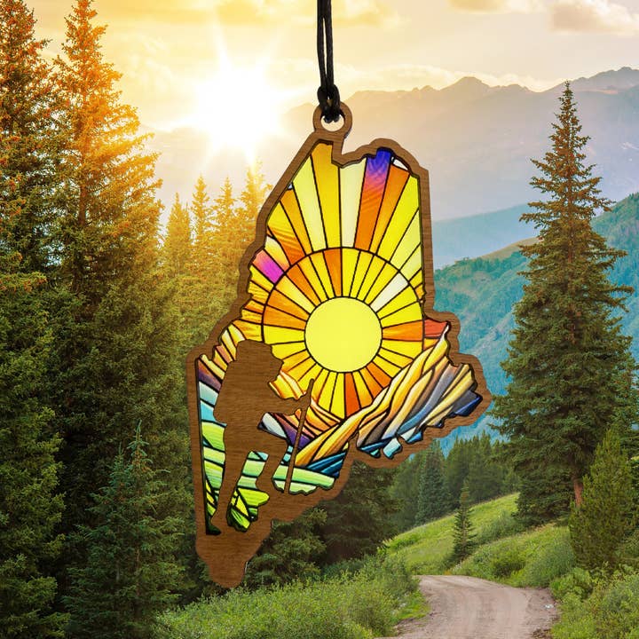Maine Suncatcher - Hiking - 5” Window Decor for wholesale by Maple and Holly