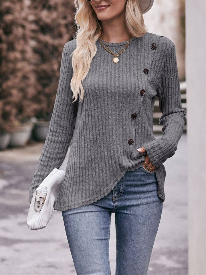 HIDDENBRAND - Wholesale Knit Sweater - Women's - Women's Round Neck Solid Color Sweater23