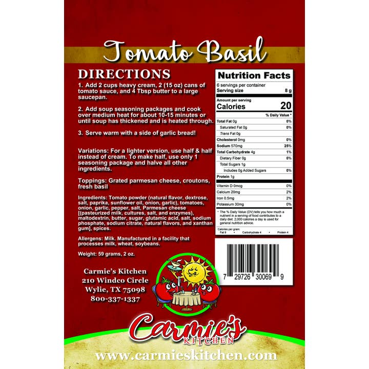 Carmie's Kitchen - Wholesale Soup - Tomato Basil Soup Mix