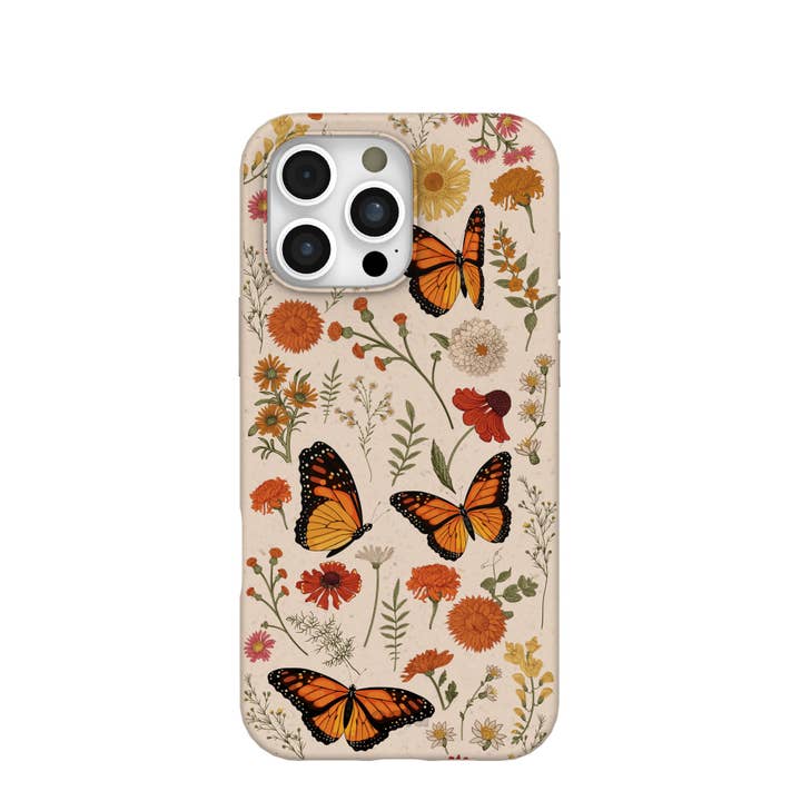 Funda para iPhone 16 Pro Max con forma de concha y mariposa monarca para venta al por mayor de Open Mind Developments Corporation