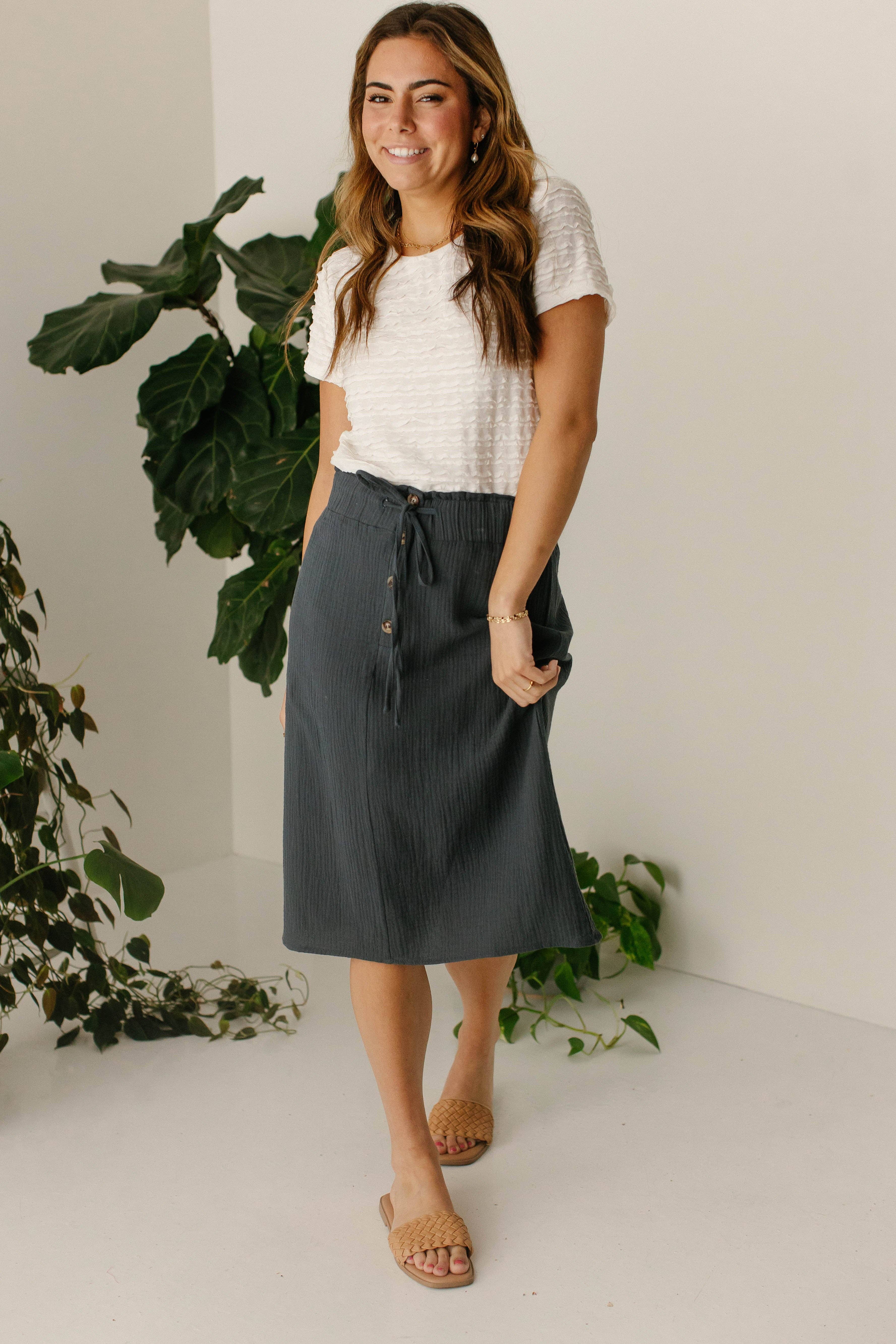 The Main Street Exchange - Wholesale Skirt - Women's - 'Courtney' Paper Bag Waist Cotton Gauze Skirt FINAL SALE11