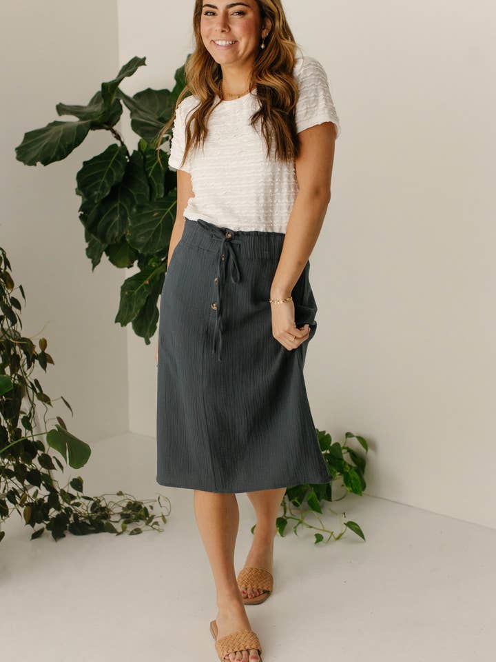 The Main Street Exchange - Wholesale Skirt - Women's - 'Courtney' Paper Bag Waist Cotton Gauze Skirt FINAL SALE11