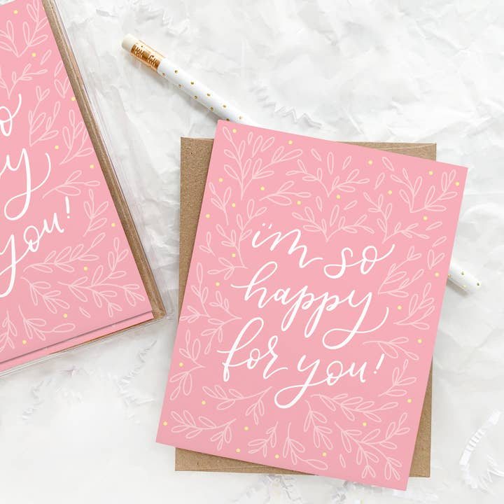 Lykønskningskort: Tillykke glad for dig Pink Florals for engroshandel hos Happy Tines Design Co.