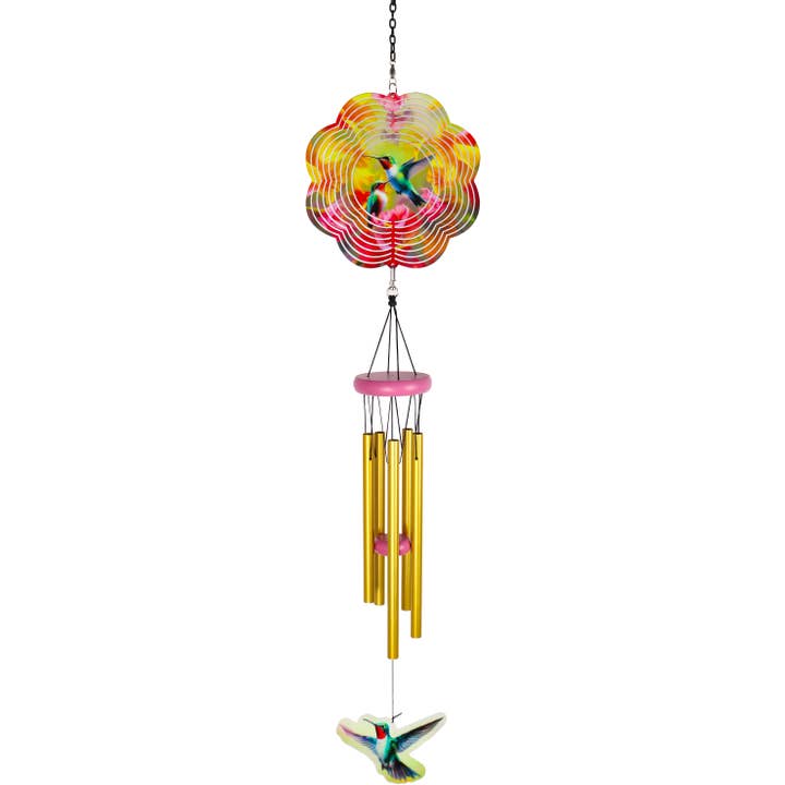 Hummingbird Wind Spinner Chime for wholesale by Spoontiques, Inc