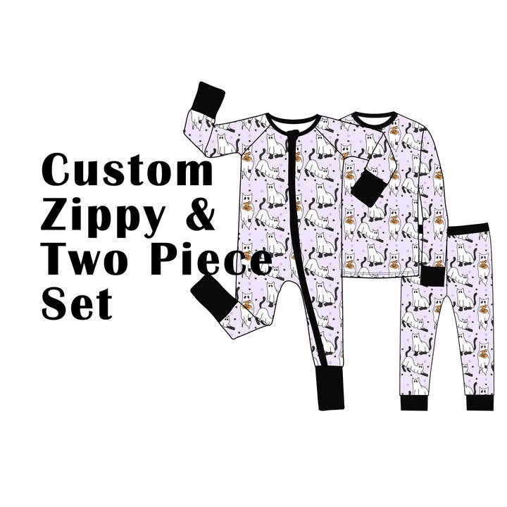 Blue Sea Clothing - Wholesale Sleepwear Set - Kids - Custom Bamboo Zippy and 2 Piece Same Print Bundle 20+20=40