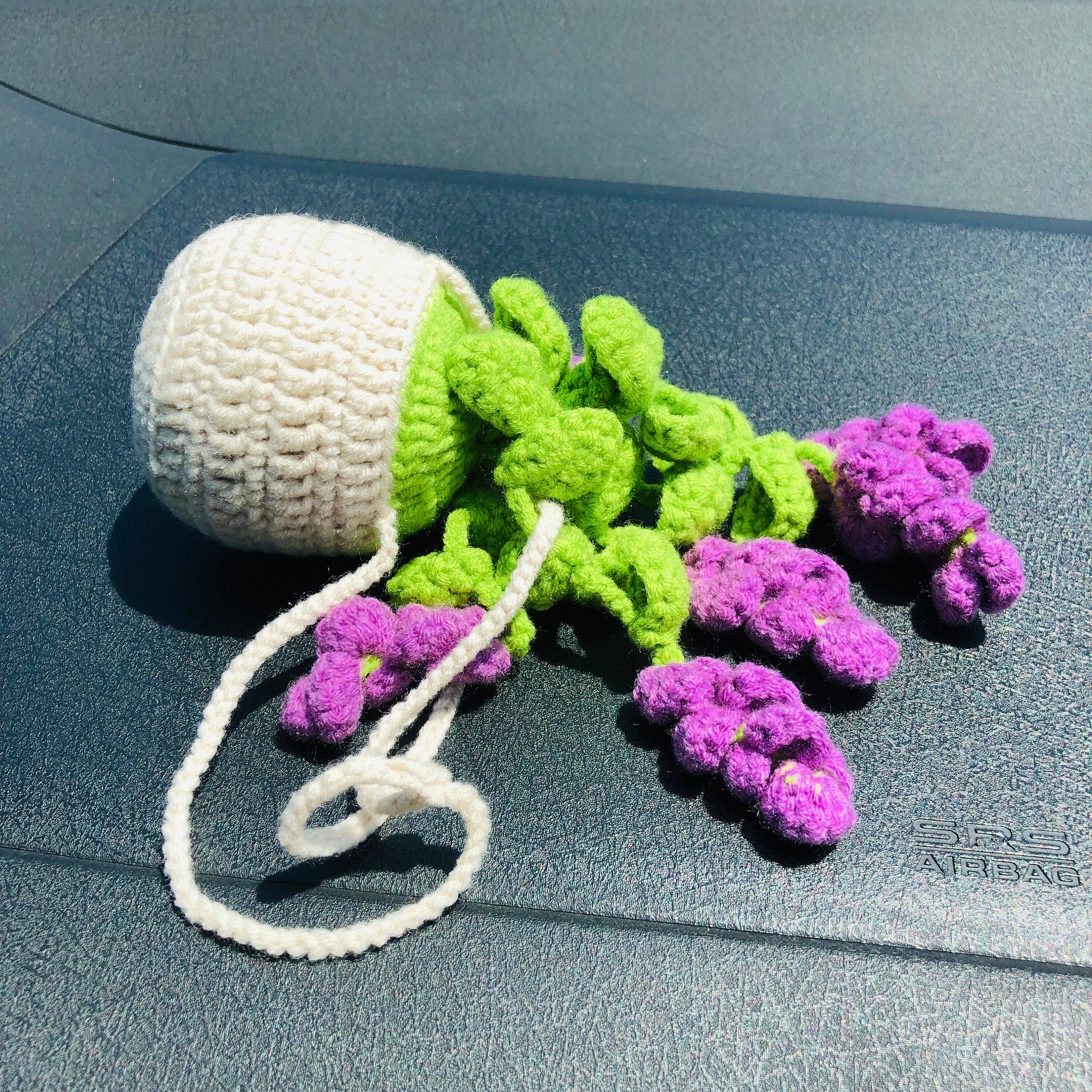 Anh2 LTD - Wholesale Car Decorative Charm - Women's - Cute Crochet Lavender Plant Car Mirror Hanging Pendant Decor5