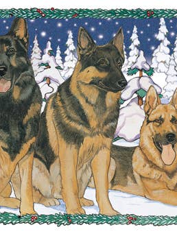 German Shepherd wenst kerstkaarten, pak van 10 voor wholesale door Pipsqueak Productions