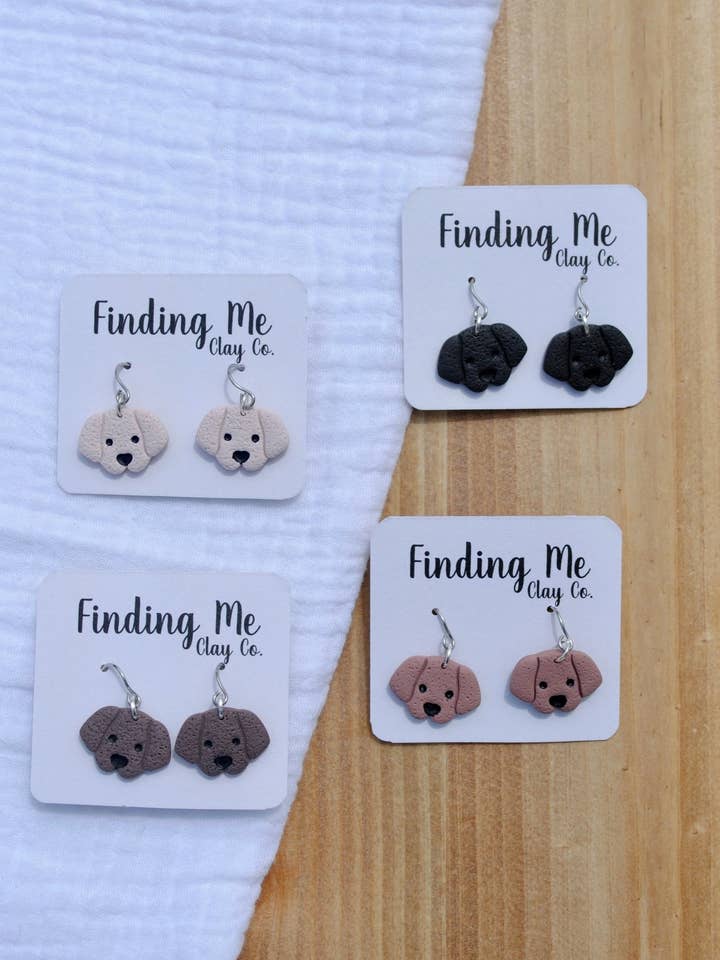 Puppy Dangles for wholesale by Finding Me Clay Co
