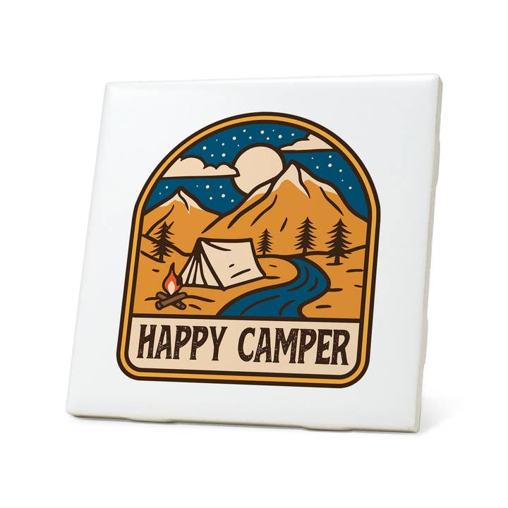 American Brand Studio - Wholesale Coasters - Happy Camper Badge Coaster2