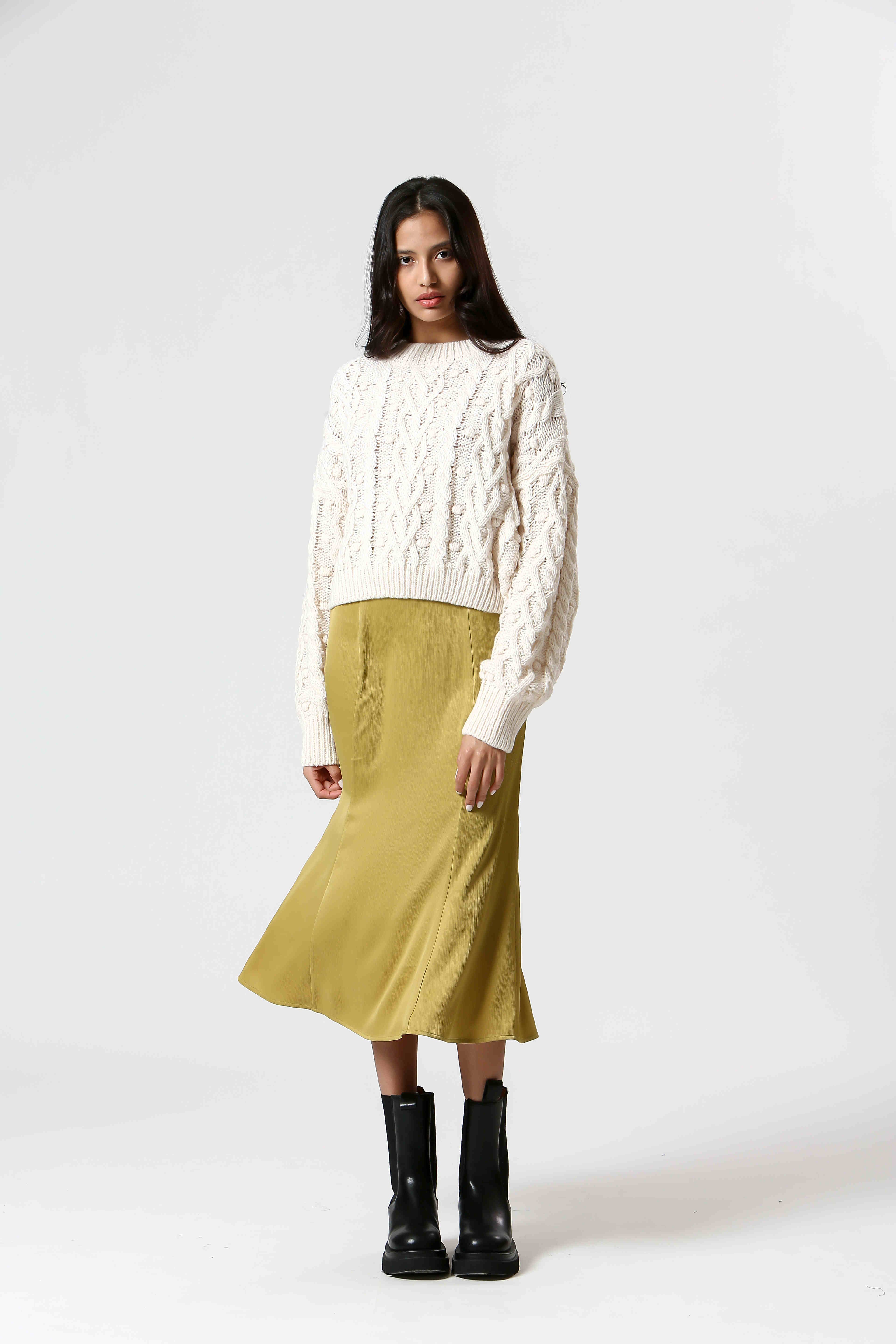 The Korner - USA – Großhandel Rock – Damen – T24232061 - Midilanger Satinrock für Damen