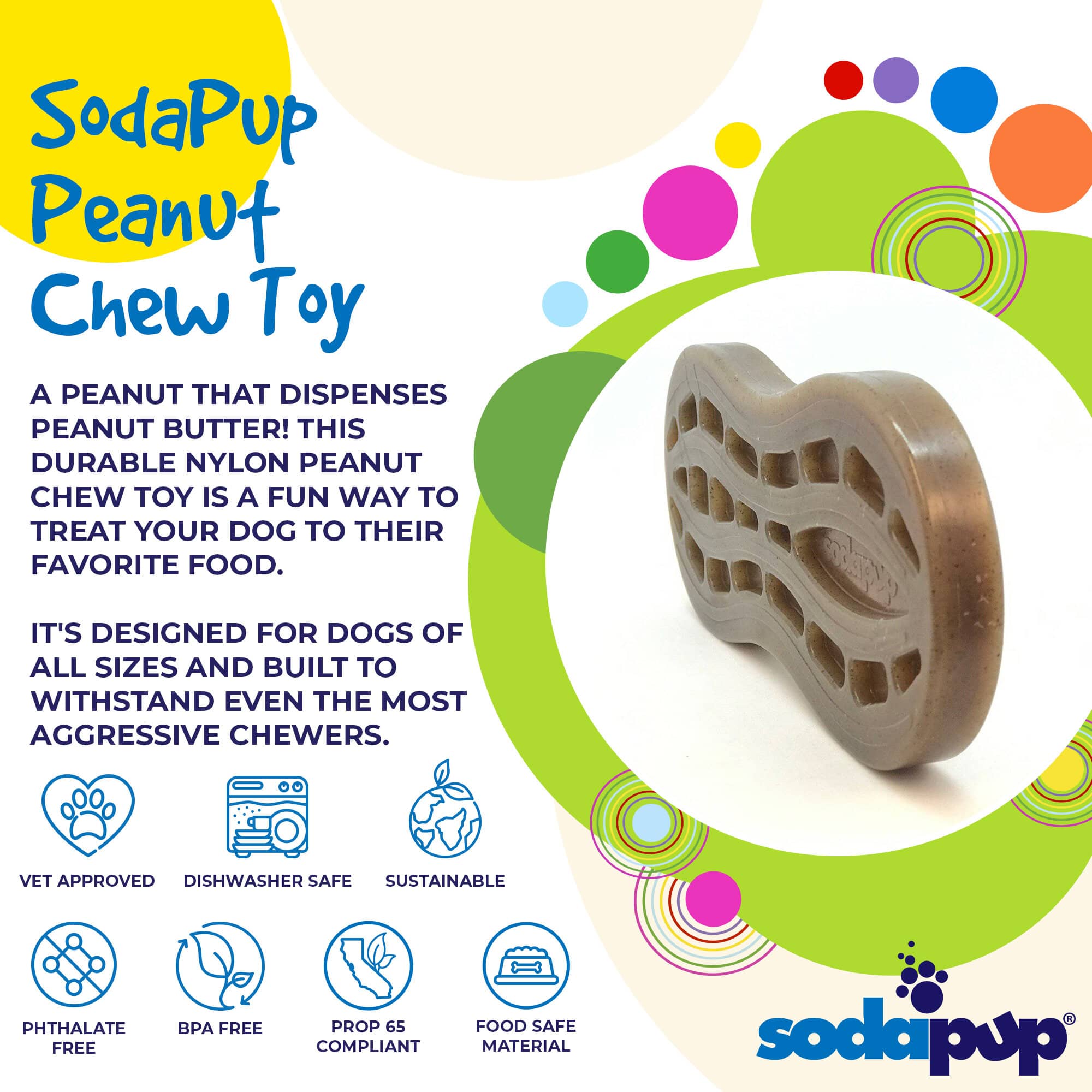 SodaPup Dog Toys - Wholesale Pet Chew Toy - Dog - SP Nylon Peanut Chew Toy - Medium/Large - Brown2