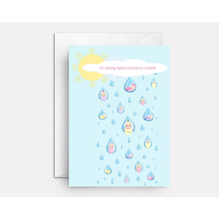 Baby Shower Girl Invitations With Envelopes, Raining Babies for wholesale by Paper Bound Greetings