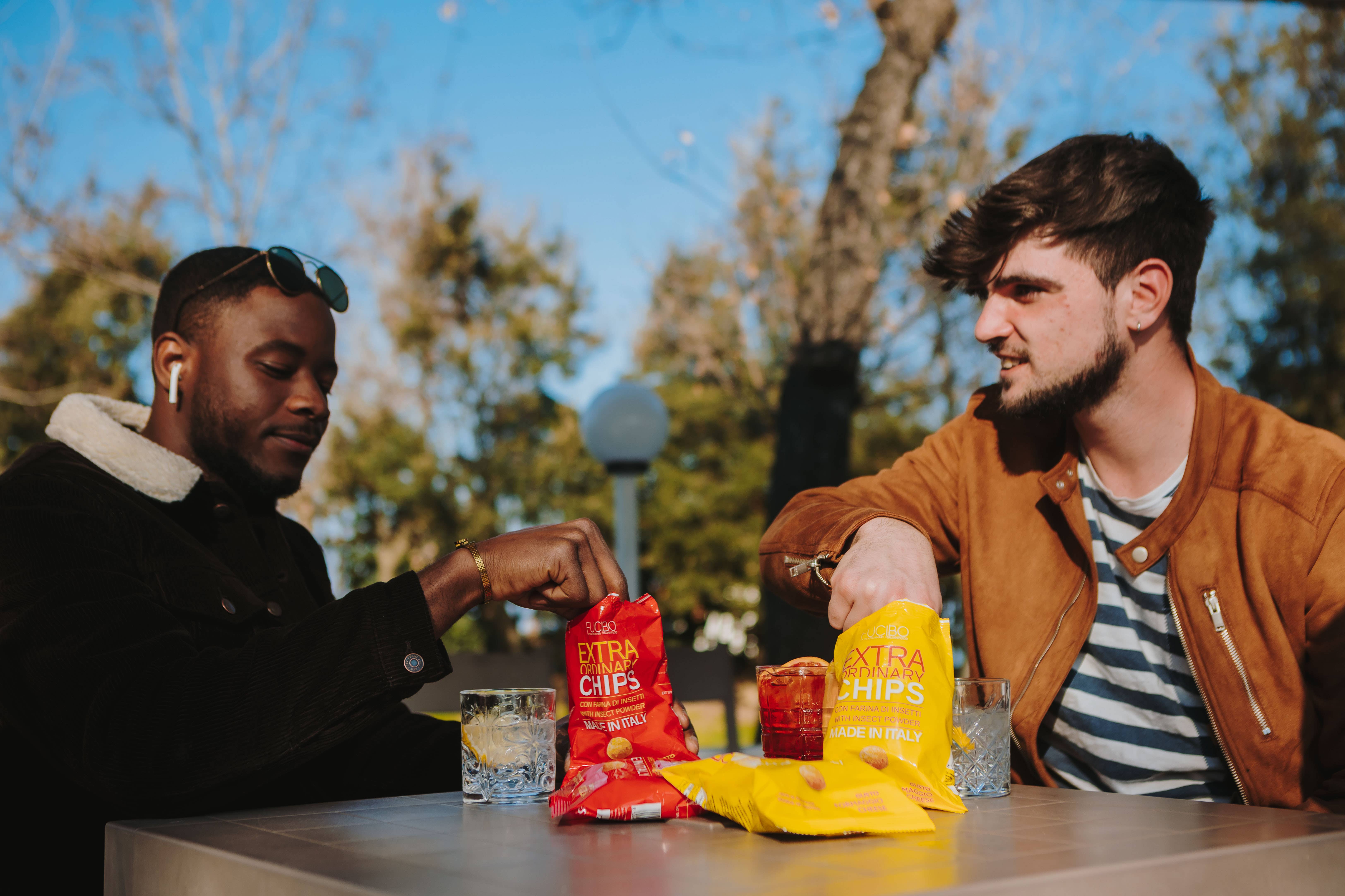 FUCIBO - Venta al por mayor Patatas fritas - Chips italianos de maíz con harina de insectos y sabor a queso1