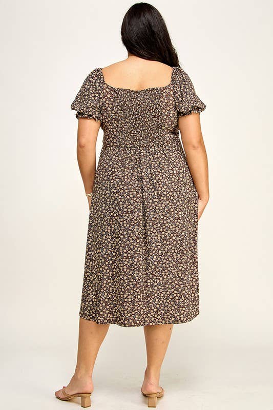 Lemon Tree - Vente Robe – femme - Robe midi fleurie à fentes Ditsy3