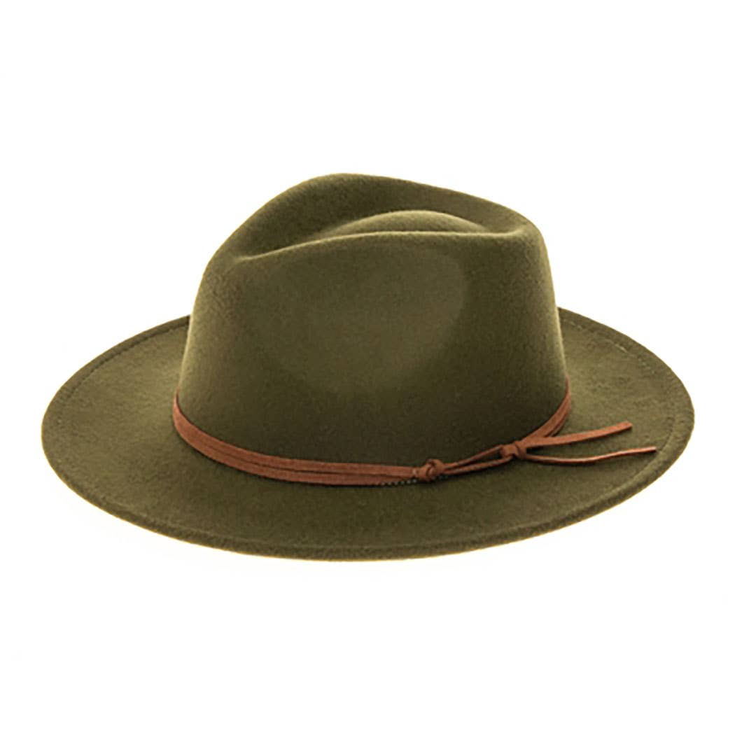 AdornWise – Fedora - Mulher por atacado – Chapéu Fedora de Feltro Vegan com Faixa de Camurça com Nó2