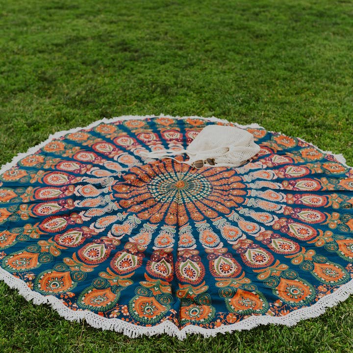 Orange Blue Dark Blue White Focus Mandala for wholesale on Faire