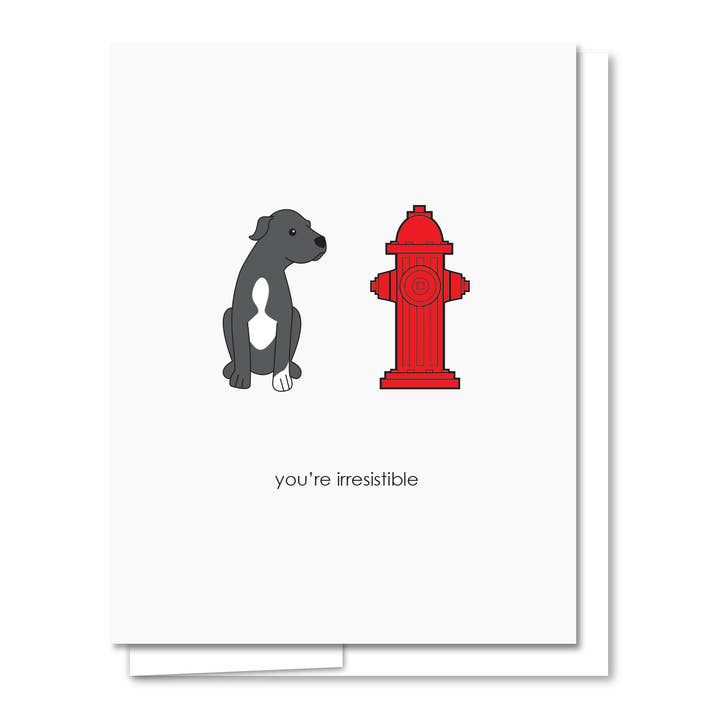 Irresistible - Carte d'amour amusante en typographie pour la vente par Quick Brown Fox Letterpress