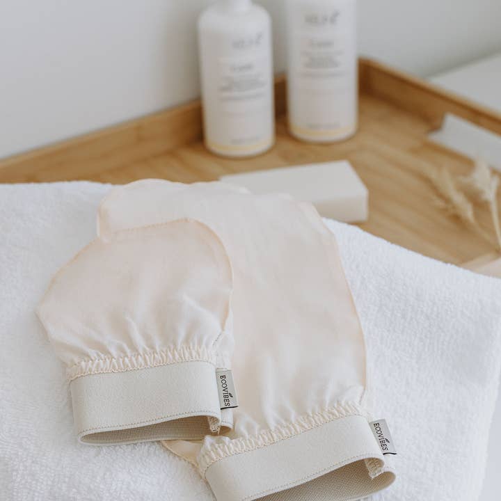 Ecovibes Australia - Venta al por mayor Guantes/manoplas exfoliantes - Guante exfoliante de seda2