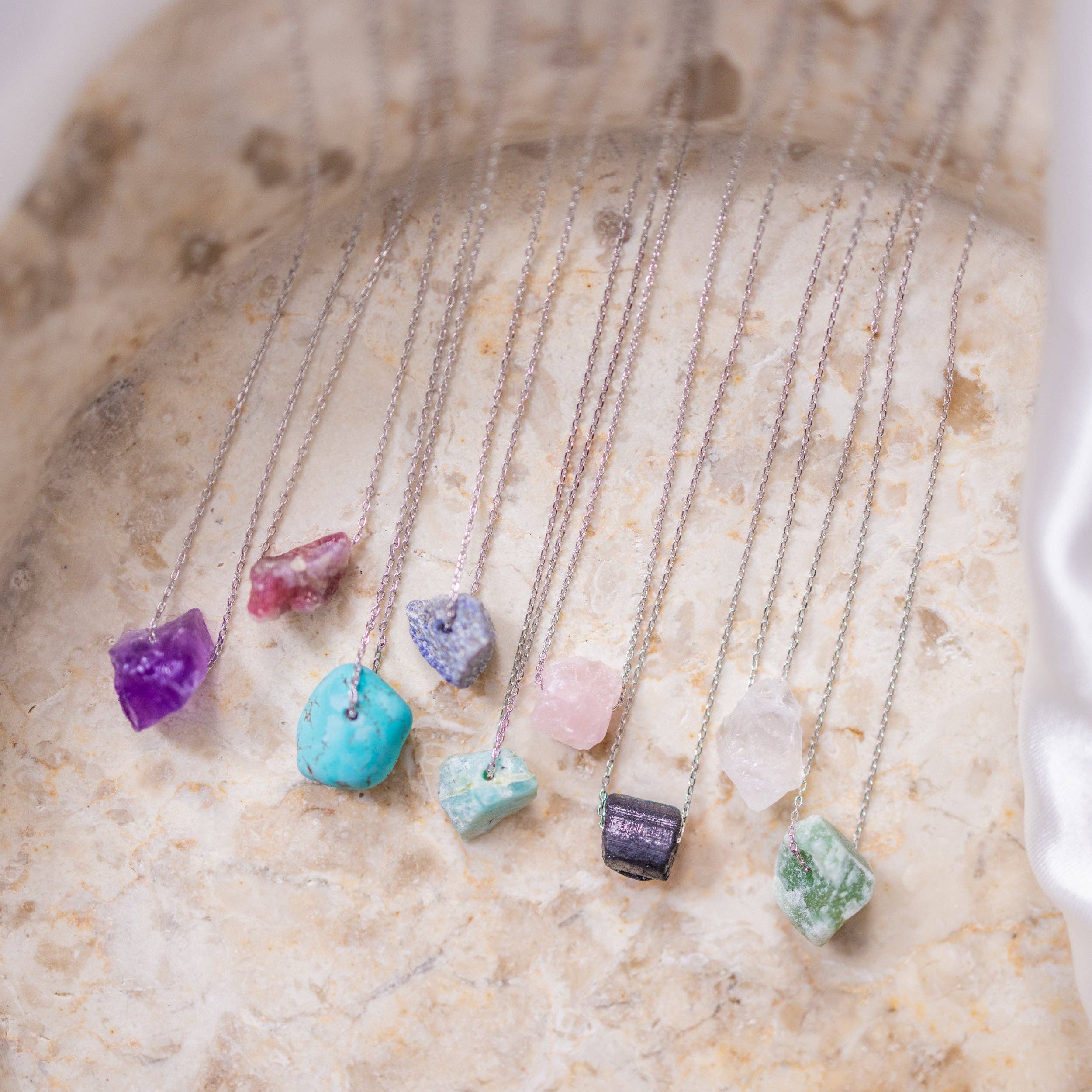 Soul Charms - Wholesale Pendant/Charm Necklace - Dainty Raw Crystal 14K Gold, Silver Birthstone Necklace17