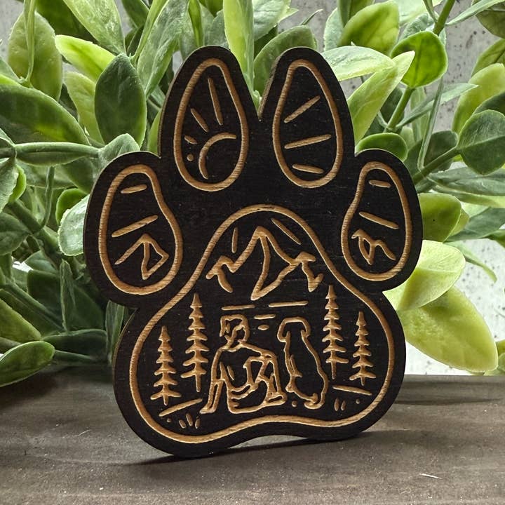 Girl & Dog Wood Magnet for wholesale by Blaze Design Co.