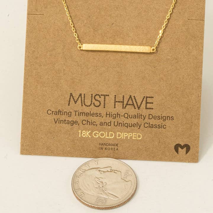 Fame Accessories - Wholesale Pendant/Charm Necklace - Gold Dipped Thin Bar Pendant Necklace2