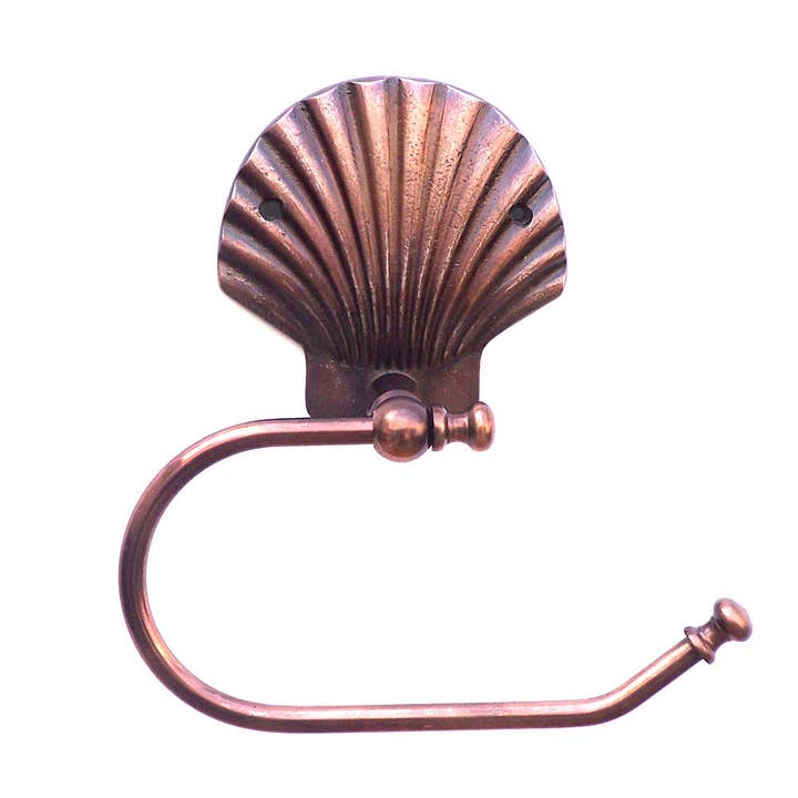 Antik Kobber Seashell Håndklæde Holder 10"“ for engroshandel hos Hampton Ironworks